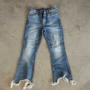 7 For All Mankind Frayed Hem Blue Jeans